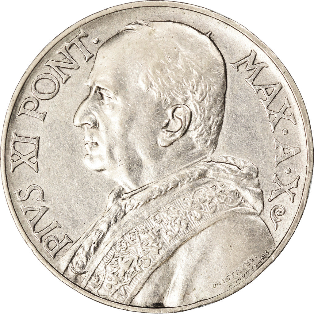 Moneta, PAŃSTWO WATYKAŃSKIE, Pius XI, 10 Lire, 1931, Rome, AU(50-53), Srebro