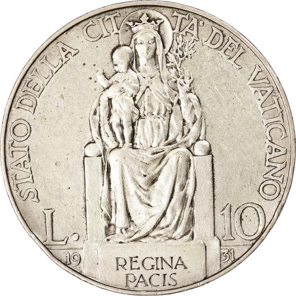 Moneta, PAŃSTWO WATYKAŃSKIE, Pius XI, 10 Lire, 1931, Rome, AU(50-53), Srebro