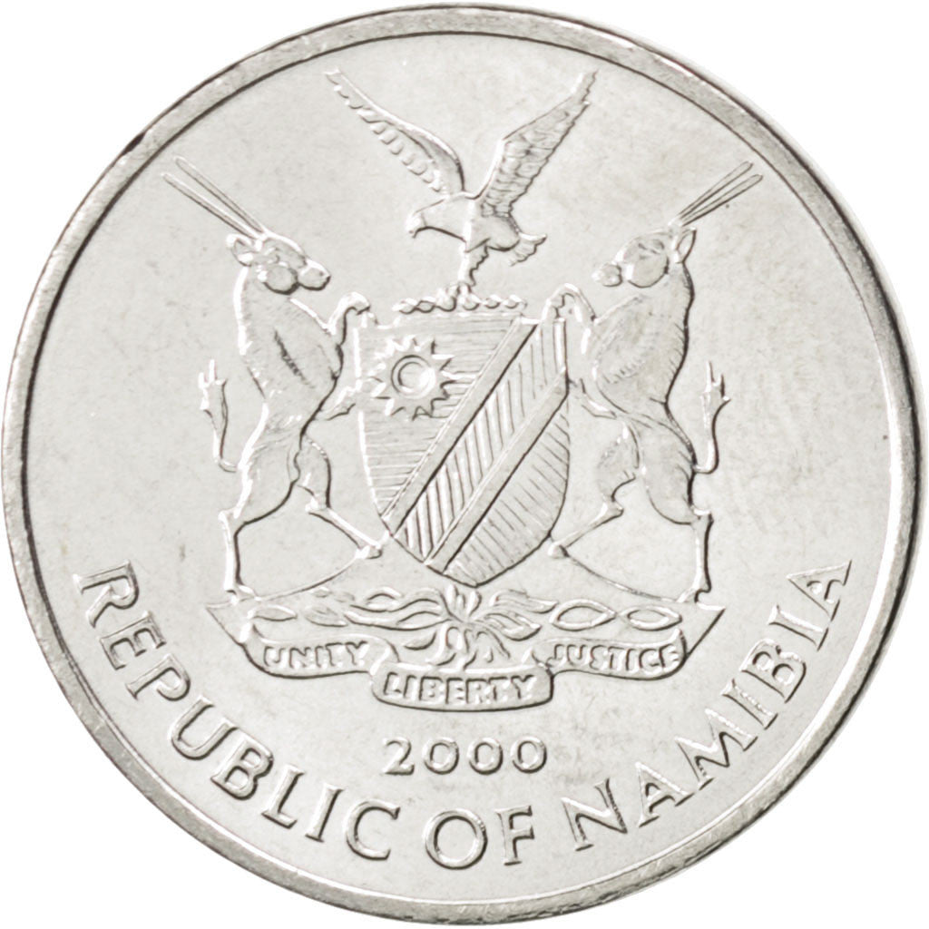 NAMIBIA, 5 Cents, 2000, KM #16, MS(63), Stainless Steel, 20.03, 3.14