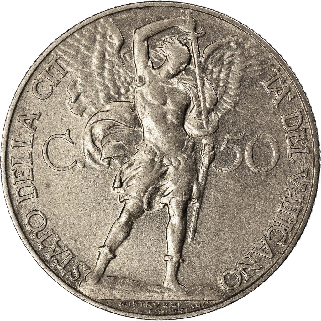 Coin, VATICAN CITY, Pius XI, 50 Centesimi, 1932, Roma, MS(60-62), Nickel, KM:4