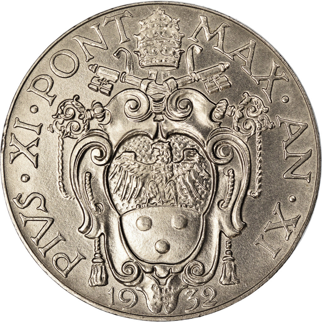 Monnaie, Cité du Vatican, Pius XI, 2 Lire, 1932, Roma, SUP+, Nickel, KM:6
