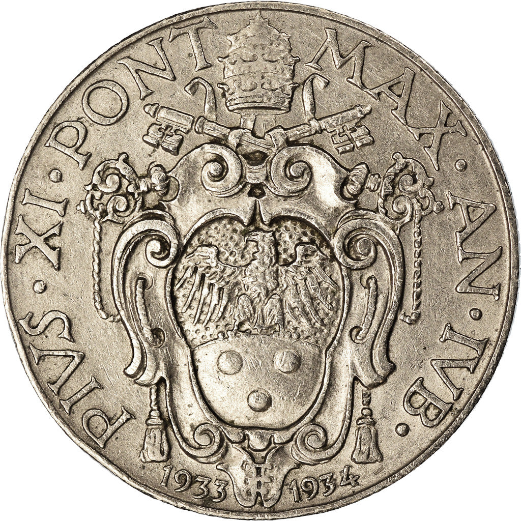 Monnaie, Cité du Vatican, Pius XI, 50 Centesimi, 1933-1934, Roma, SUP+, Nickel