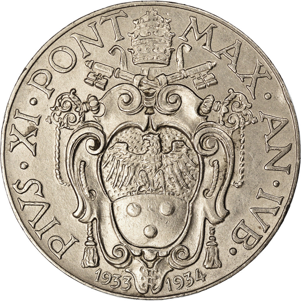 Moneta, CITTÀ DEL VATICANO, Pius XI, 2 Lire, 1933-1934, Roma, SPL, Nichel