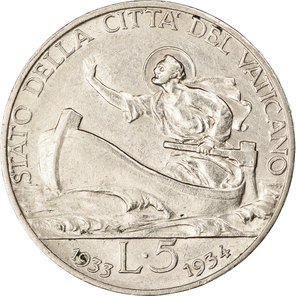 Monnaie, Cité du Vatican, Pius XI, 5 Lire, 1933-1934, Roma, SUP+, Argent, KM:17