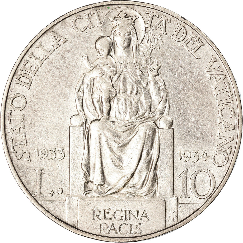Monnaie, Cité du Vatican, Pius XI, 10 Lire, 1933-1934, Roma, SUP+, Argent