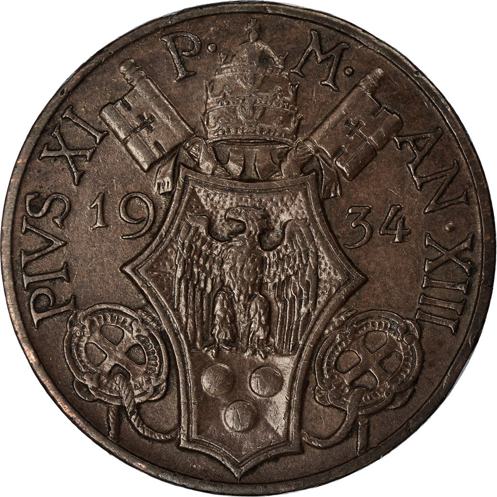Monnaie, Cité du Vatican, Pius XI, 10 Centesimi, 1934, Roma, TTB+, Bronze, KM:2