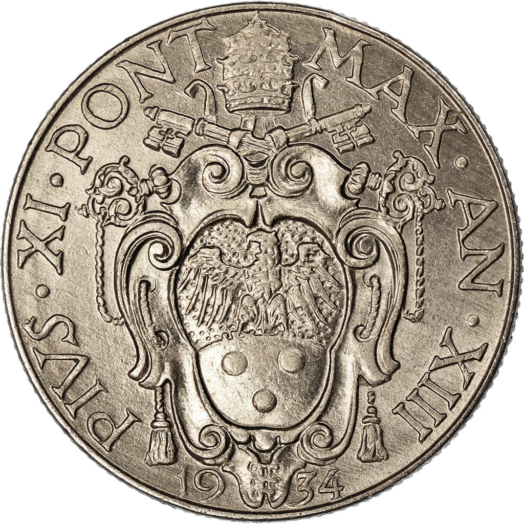 Moneta, PAŃSTWO WATYKAŃSKIE, Pius XI, 50 Centesimi, 1934, Roma, MS(60-62)