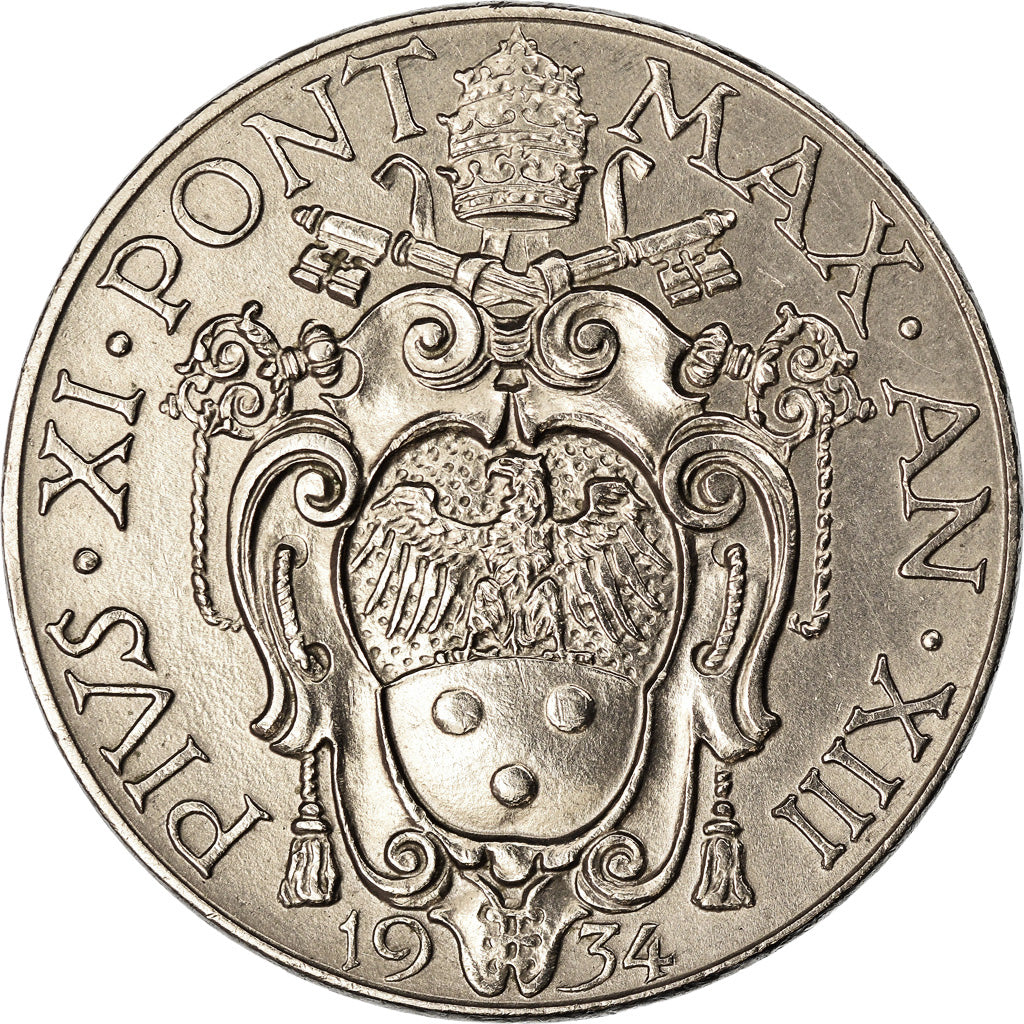 Monnaie, Cité du Vatican, Pius XI, 2 Lire, 1934, Roma, SUP+, Nickel, KM:6