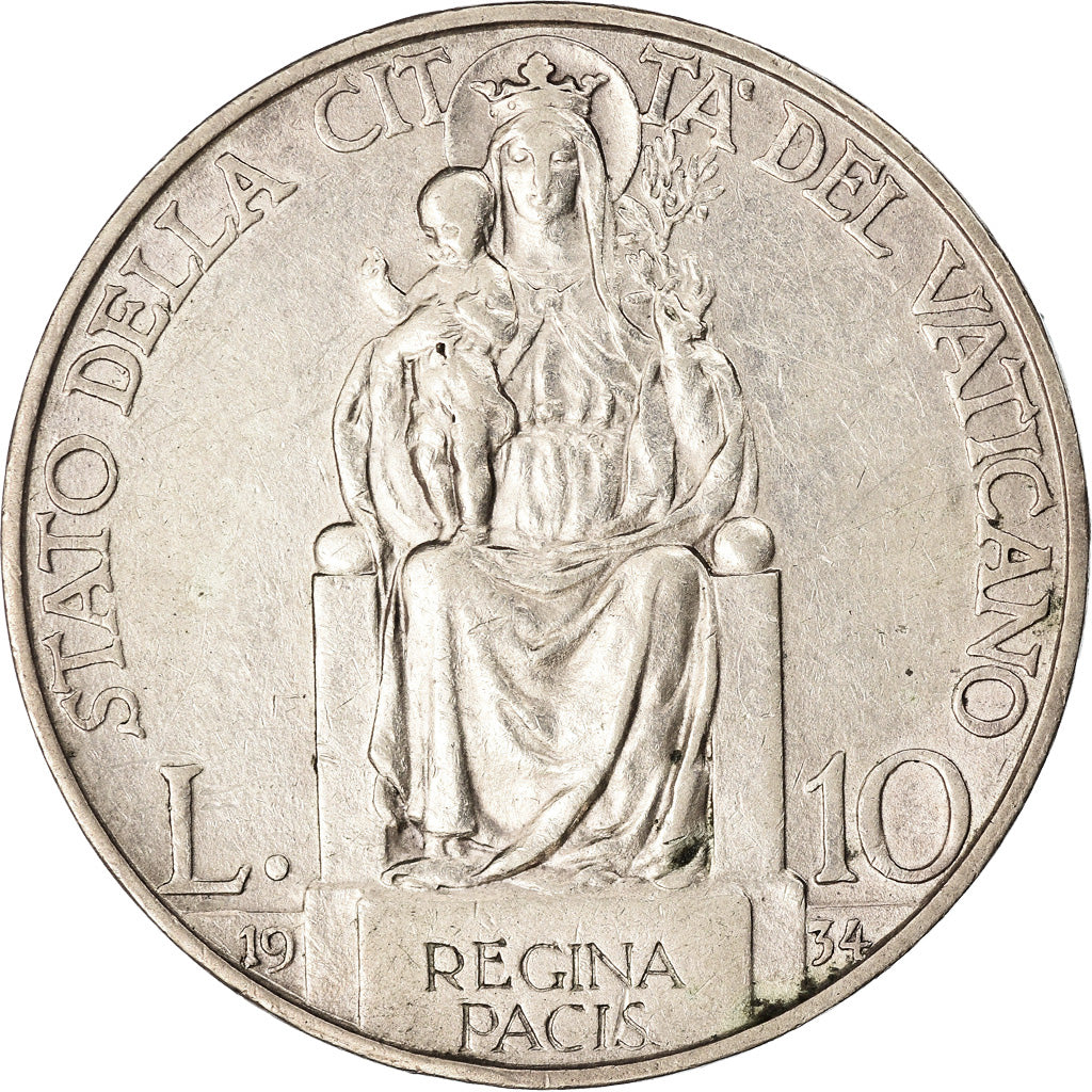 Monnaie, Cité du Vatican, Pius XI, 10 Lire, 1934, Rome, SUP, Argent, KM:8