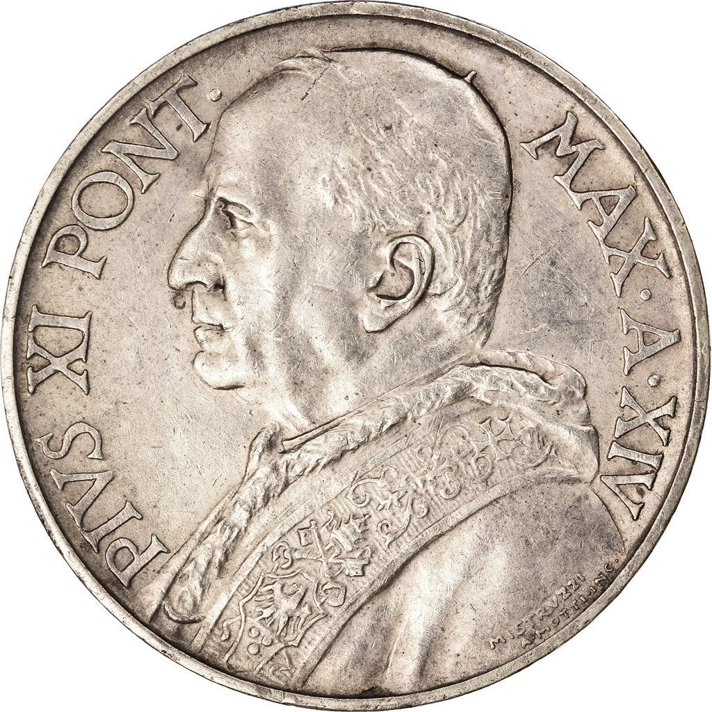 Coin, VATICAN CITY, Pius XI, 10 Lire, 1935, Roma, AU(55-58), Silver, KM:8