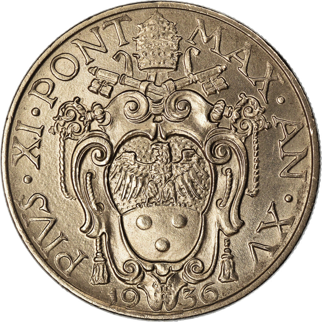 Moneta, PAŃSTWO WATYKAŃSKIE, Pius XI, 20 Centesimi, 1936, Roma, MS(63)