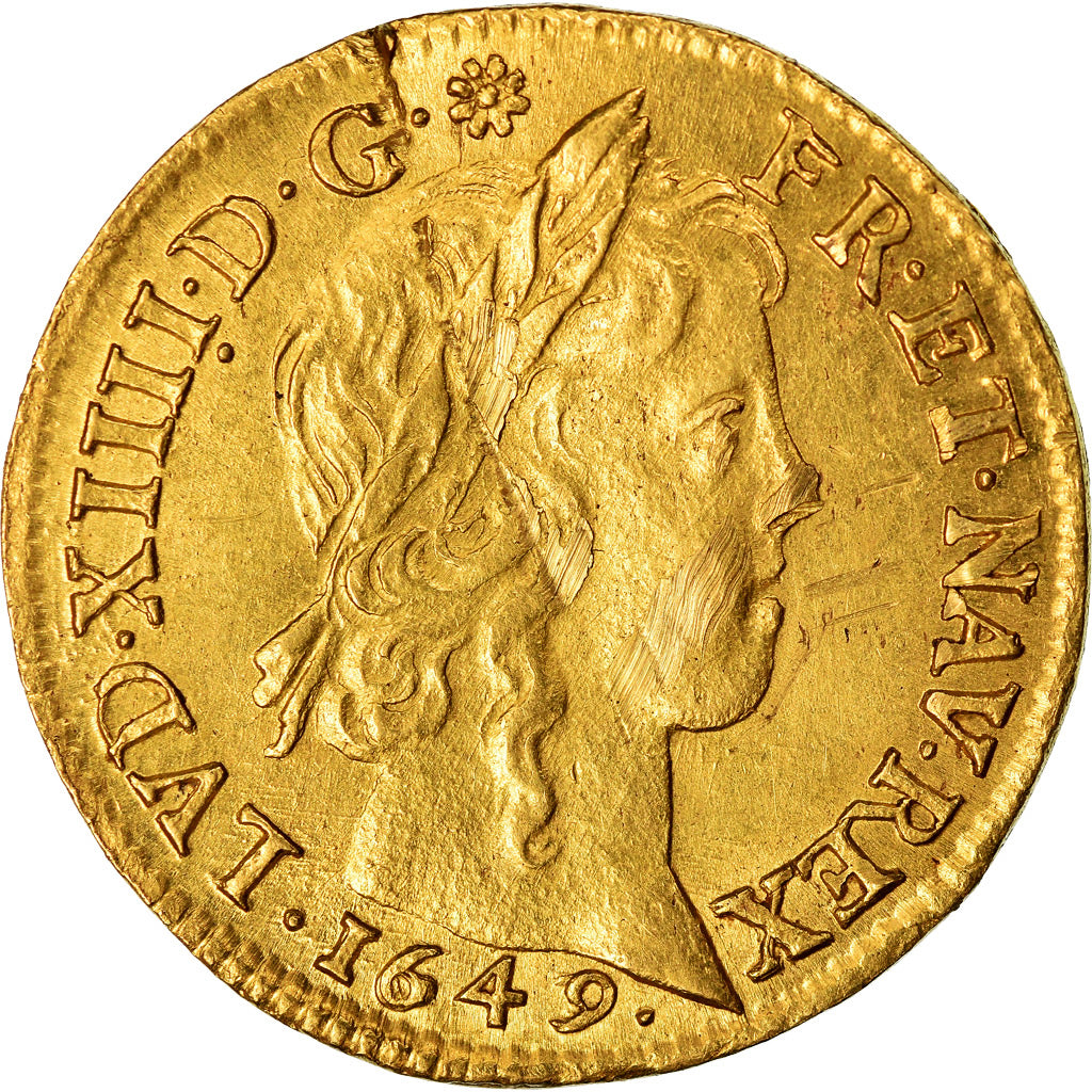 Monnaie, France, Louis XIV, Louis d'or à la mèche longue, Louis d'Or, 1649