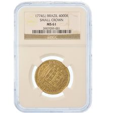 Coin, Brazil, Jose I, 4000 Reis, 1774, Lisbon, NGC, MS61, MS(60-62), Gold