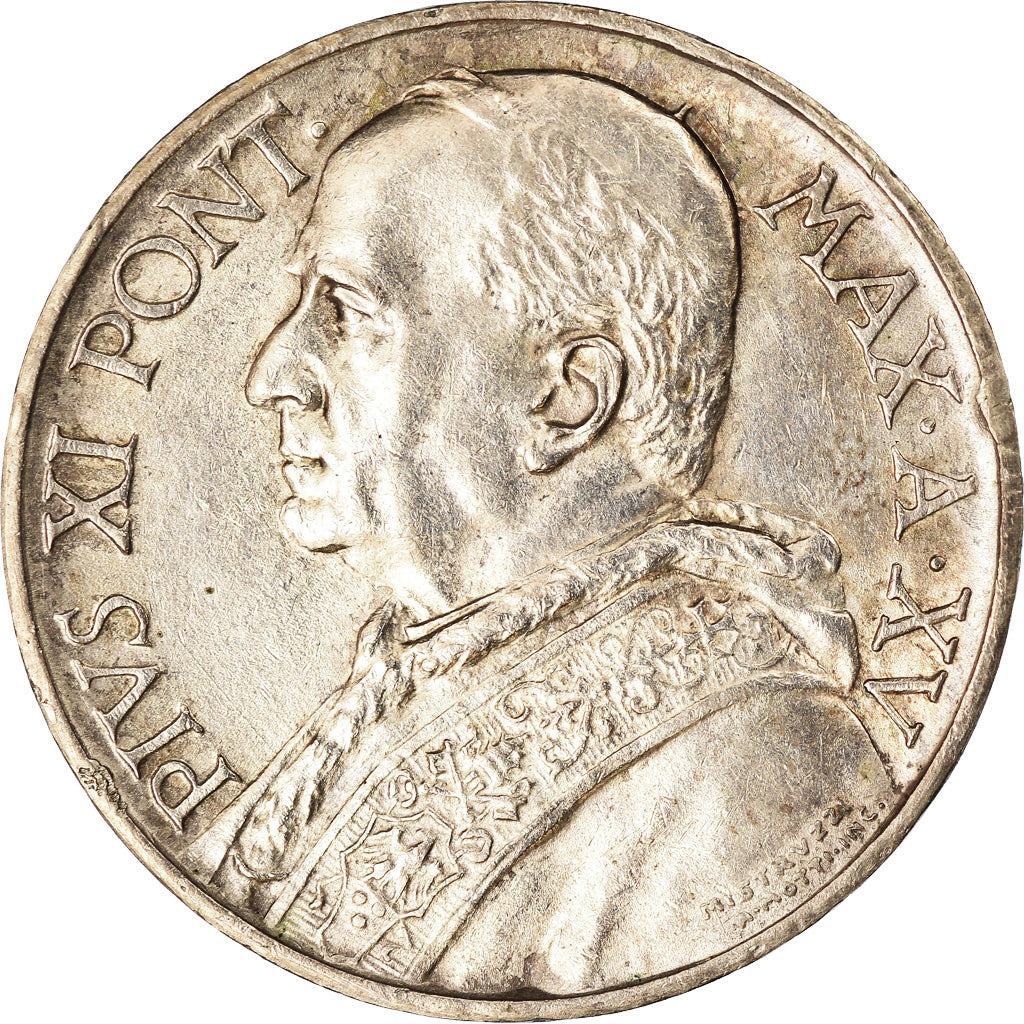 Coin, VATICAN CITY, Pius XI, 5 Lire, 1936, AU(55-58), Silver, KM:7
