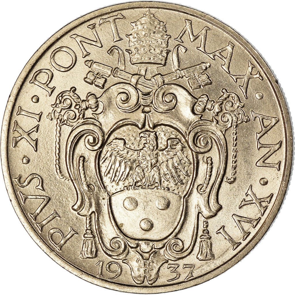 Moeda, CIDADE DO VATICANO, Pius XI, 20 Centesimi, 1937, Roma, MS(60-62)