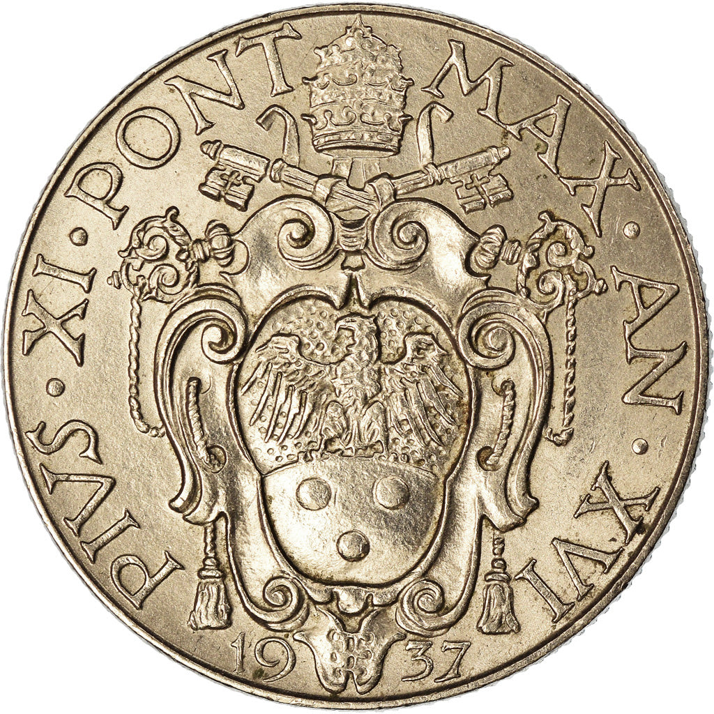 Coin, VATICAN CITY, Pius XI, 50 Centesimi, 1937, Roma, MS(60-62), Nickel, KM:4