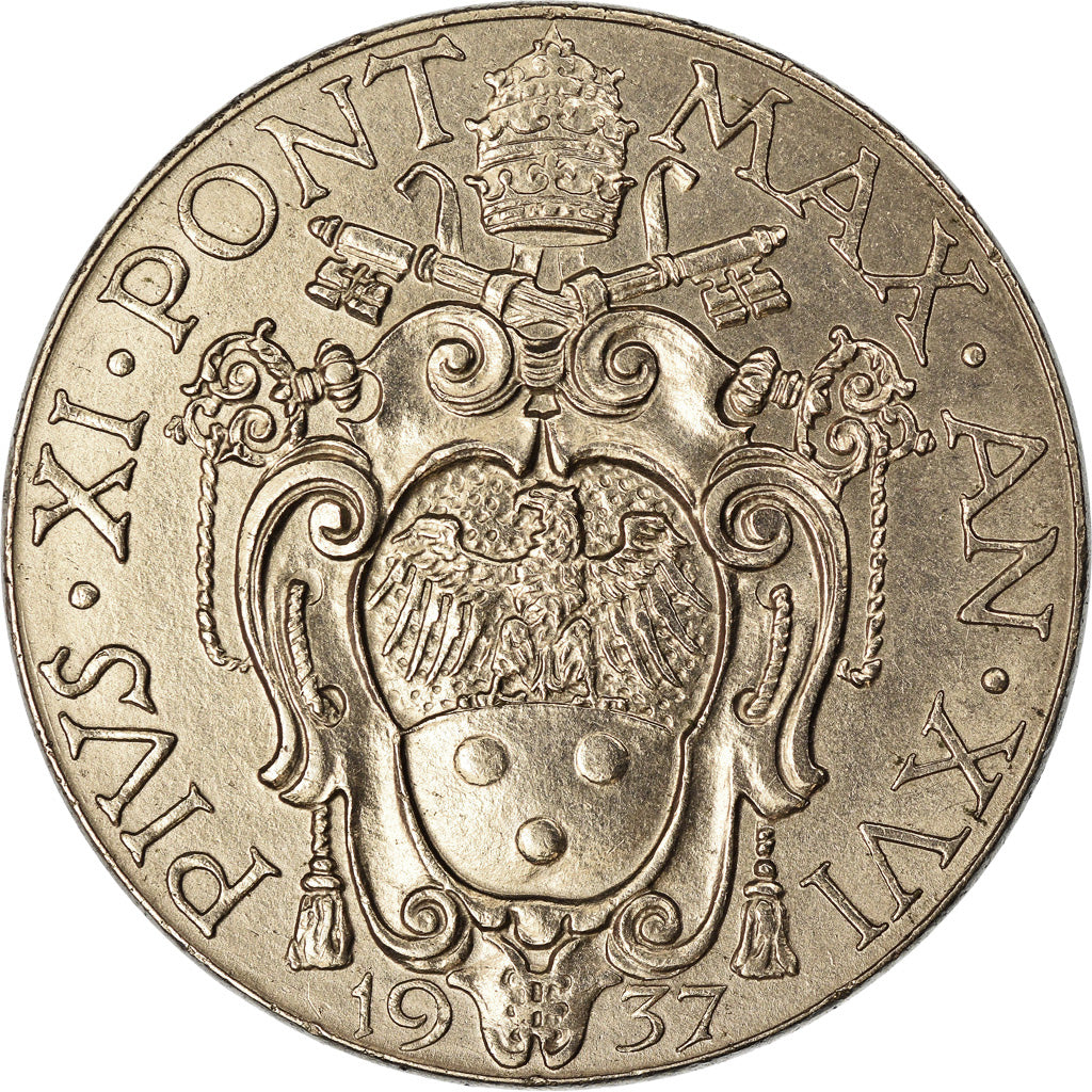 Monnaie, Cité du Vatican, Pius XI, 2 Lire, 1937, Roma, SUP+, Nickel, KM:6