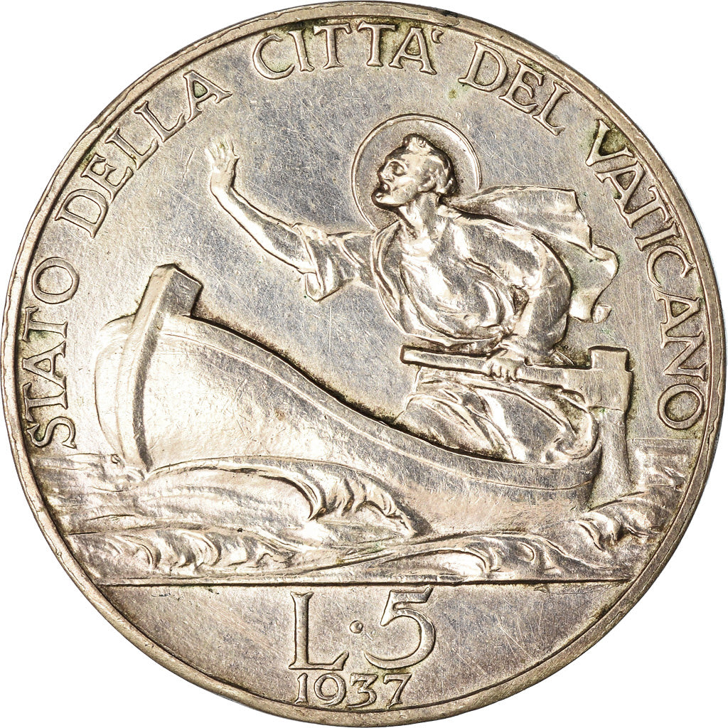 Moneta, CITTÀ DEL VATICANO, Pius XI, 5 Lire, 1937, Roma, SPL-, Argento, KM:7