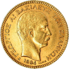 Monnaie, Grèce, George I, 20 Drachmai, 1884, Paris, SUP, Or, KM:56