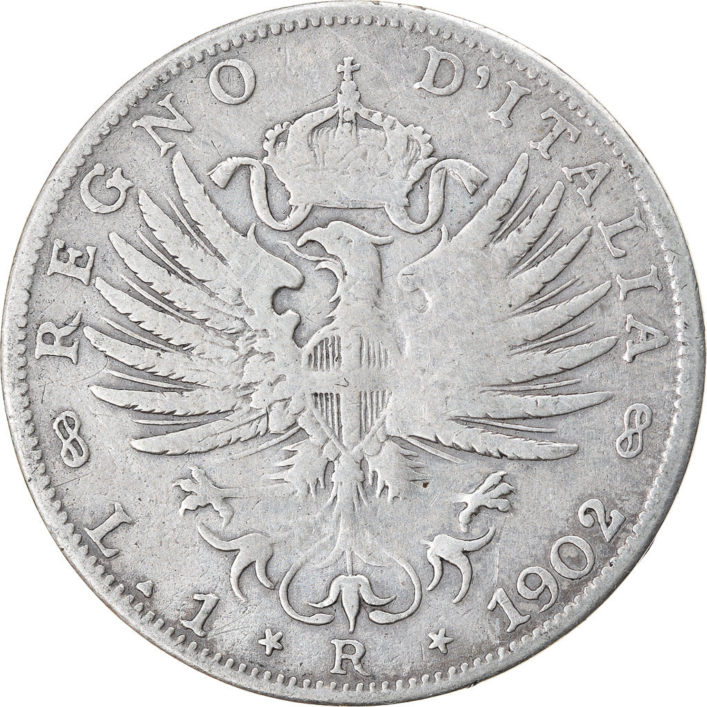 Moneta, Italia, Vittorio Emanuele III, Lira, 1902, Rome, MB, Argento, KM:32