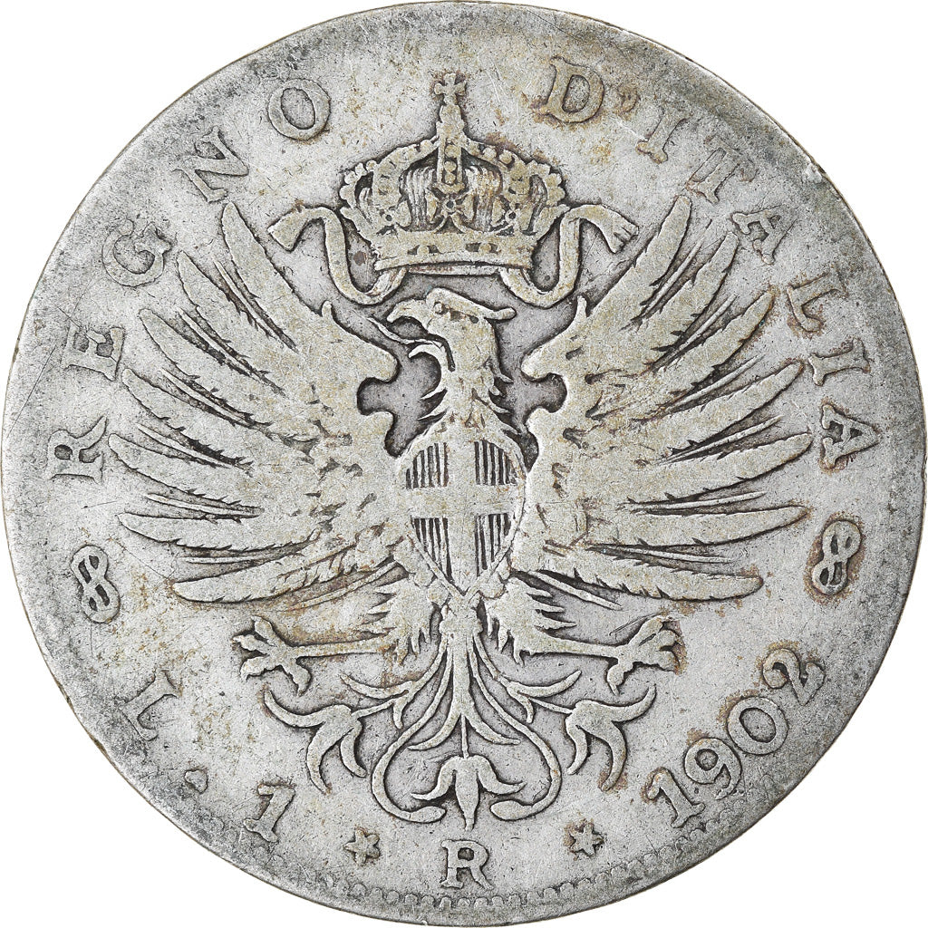 Moneta, Italia, Vittorio Emanuele III, Lira, 1902, Rome, MB, Argento, KM:32