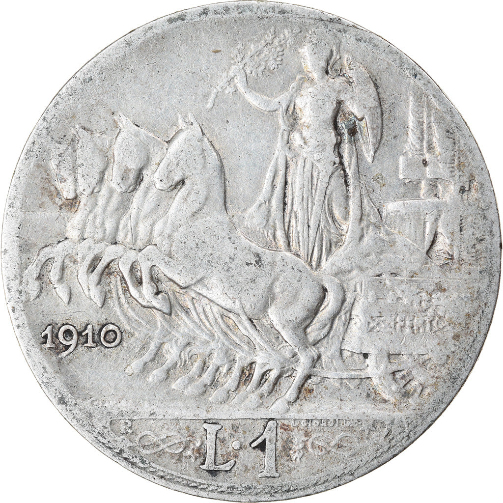 Moneta, Italia, Vittorio Emanuele III, Lira, 1910, Rome, MB, Argento, KM:45