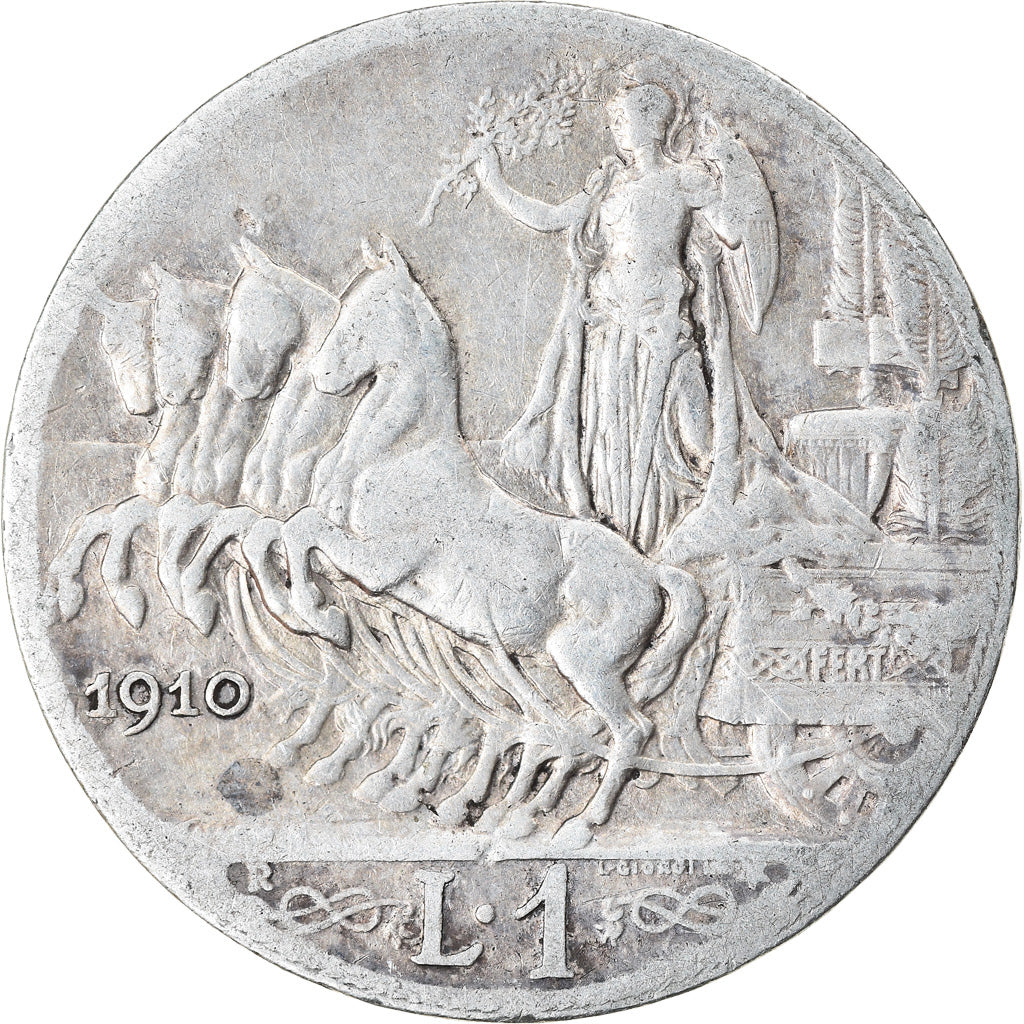 Moneta, Italia, Vittorio Emanuele III, Lira, 1910, Rome, MB, Argento, KM:45