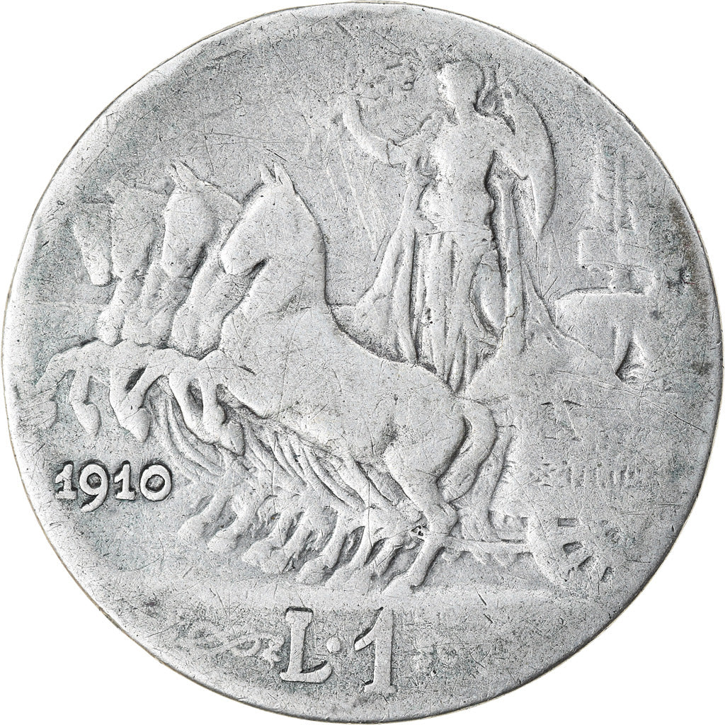 Moneta, Italia, Vittorio Emanuele III, Lira, 1910, Rome, MB, Argento, KM:45