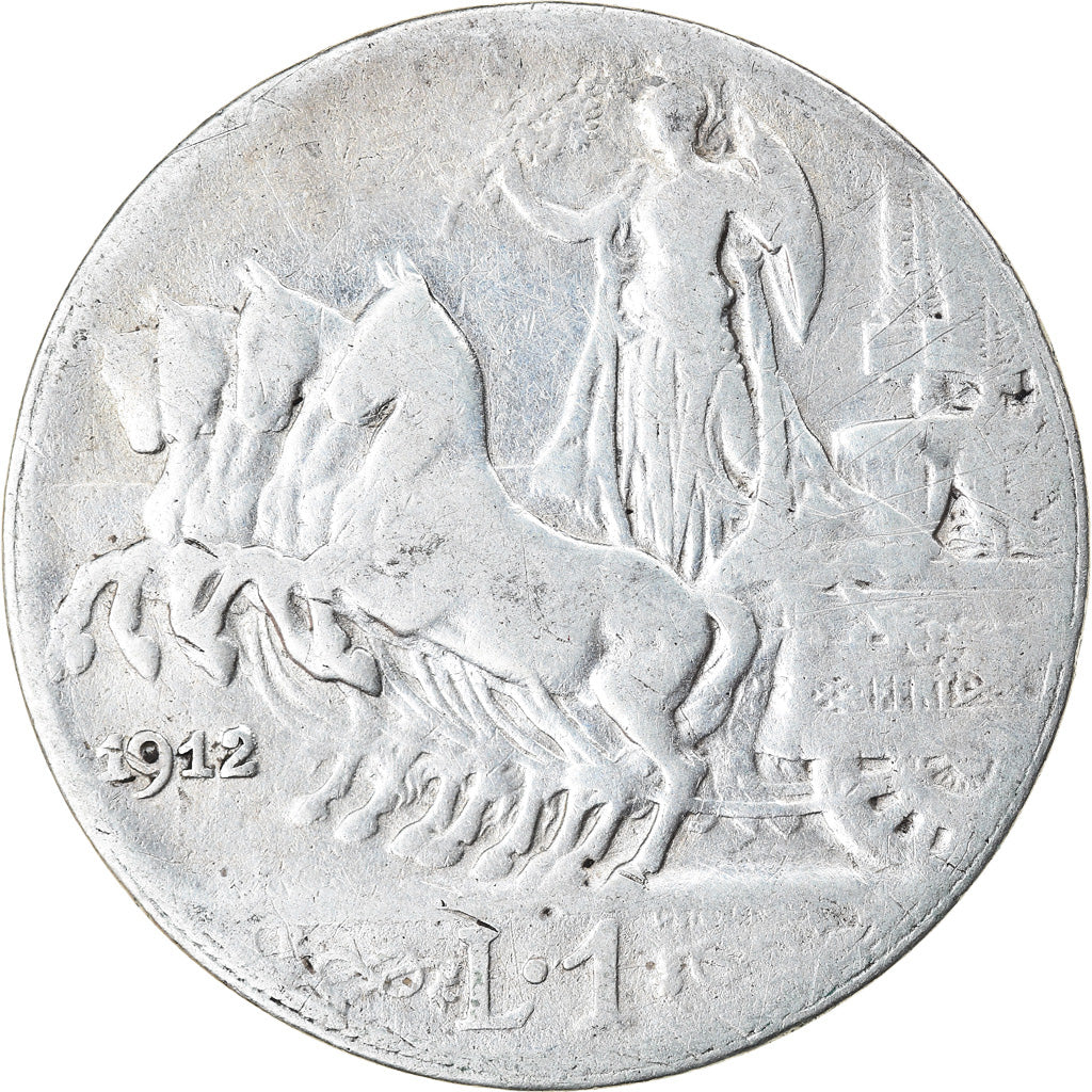 Coin, Italy, Vittorio Emanuele III, Lira, 1912, Rome, VF(20-25), Silver, KM:45