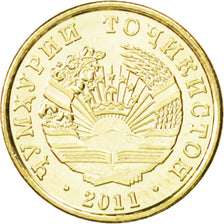 Tajikistan, 1 Dram, 2011, KM #New, MS(63), Brass, 1.30