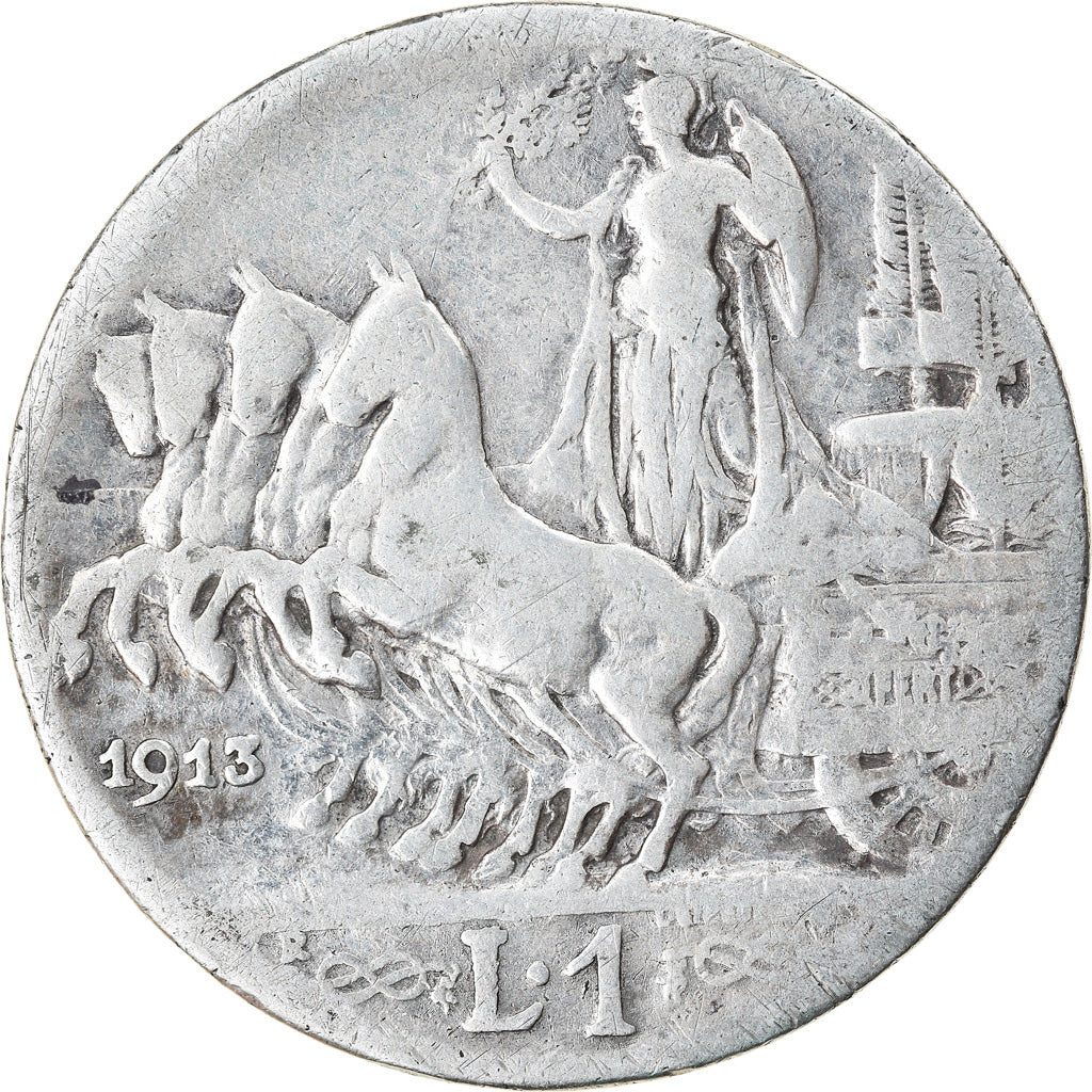 Moeda, Itália, Vittorio Emanuele III, Lira, 1913, Rome, VF(30-35), Prata, KM:45