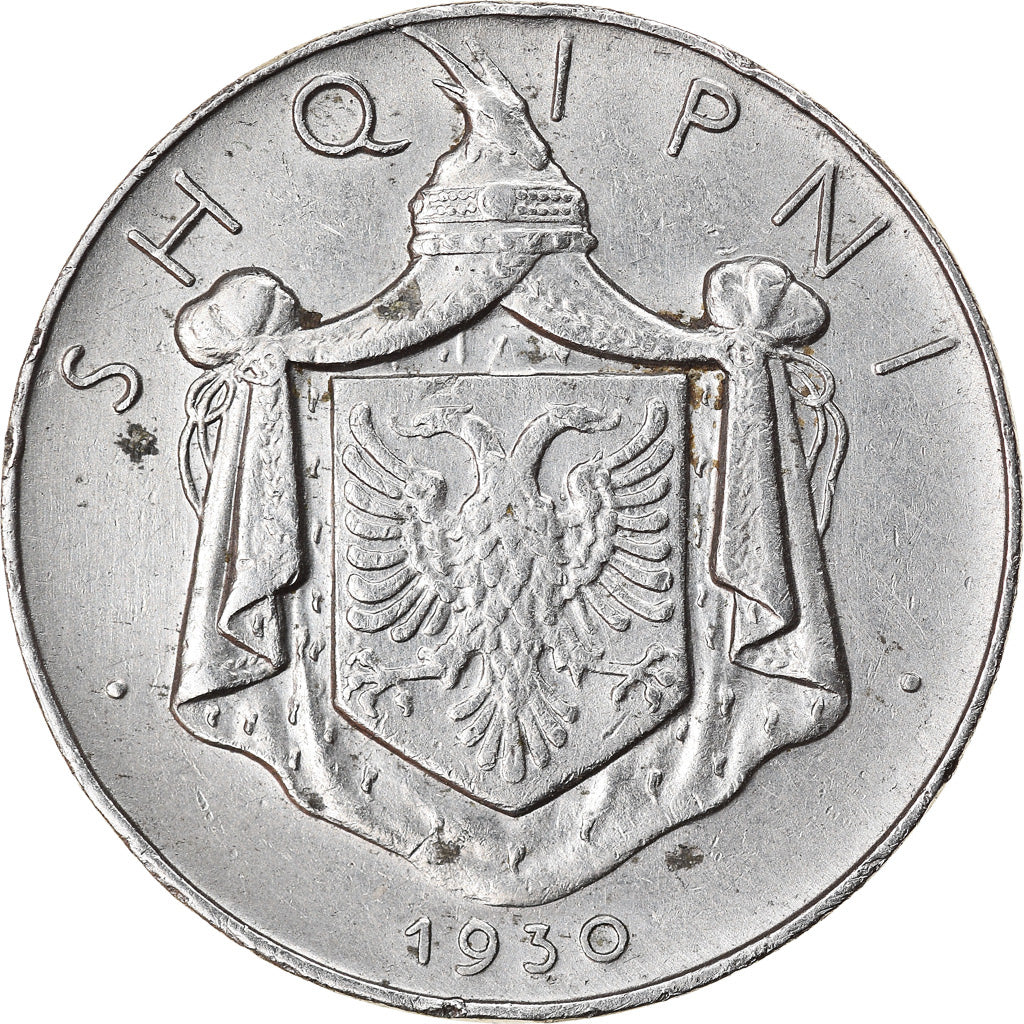 Monnaie, Albania, Zog I, 1/2 Lek, 1930, Rome, TTB, Nickel, KM:13