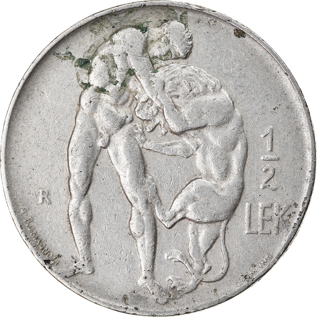Münze, Albania, 1/2 Lek, 1926, Rome, S+, Nickel, KM:4
