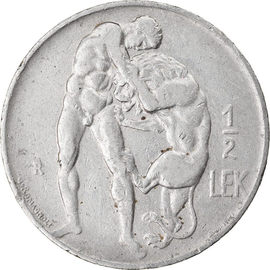 Moneda, Albania, 1/2 Lek, 1926, Rome, BC+, Níquel, KM:4