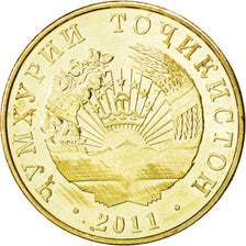 TAJIKISTAN, 10 Dirams, 2011, KM #24, MS(63), Copper-Brass, 20.5, 3.02