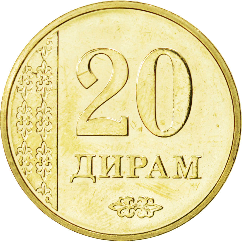 Tagikistan, 20 Dirams, 2011, SPL, Rame-ottone, KM:25