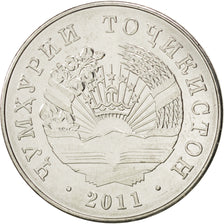 TAJIKISTAN, Somoni, 2011, KM #27, MS(63), Copper-Nickel Plated Steel, 27, 5.22
