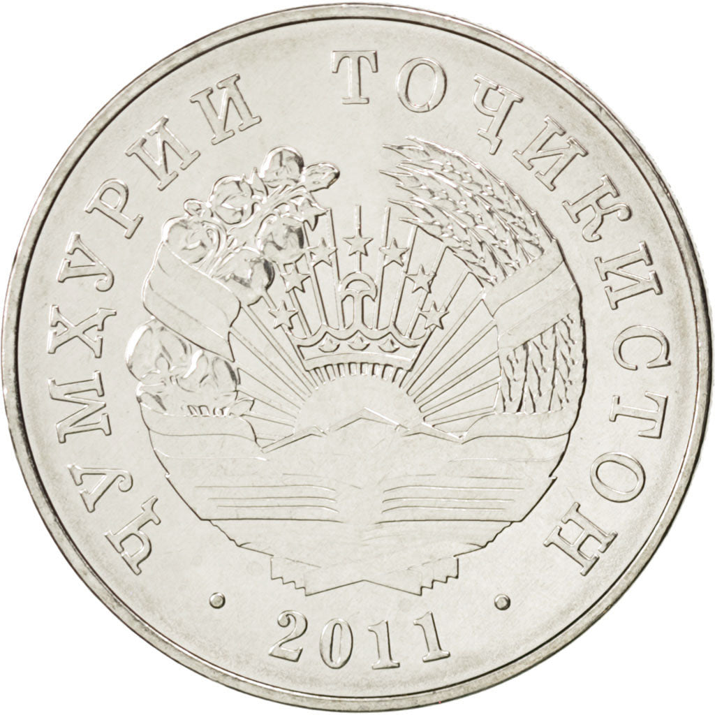 Coin, Tajikistan, Somoni, 2011, MS(63), Copper-Nickel Plated Steel, KM:27