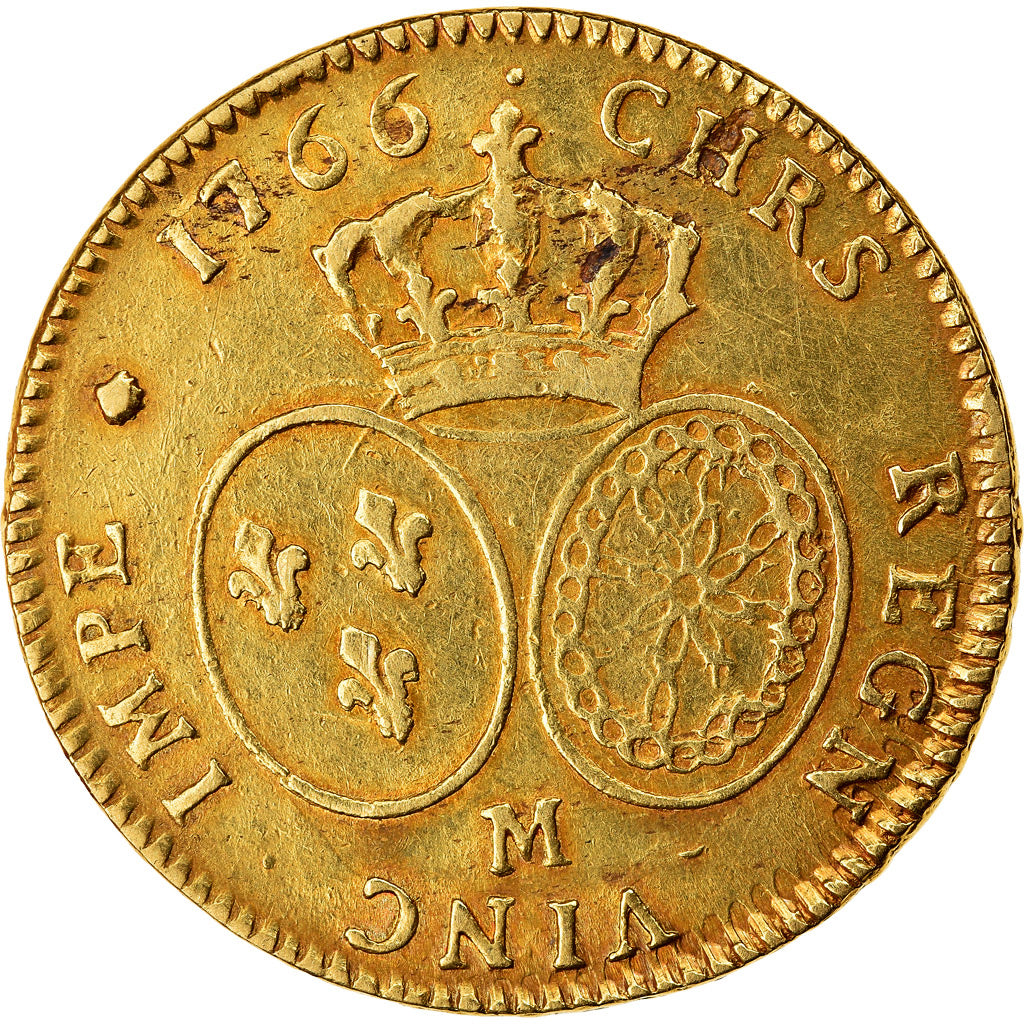 Moneta, Francia, Louis XV, Double Louis d'or, 1766, Toulouse, BB+, Oro