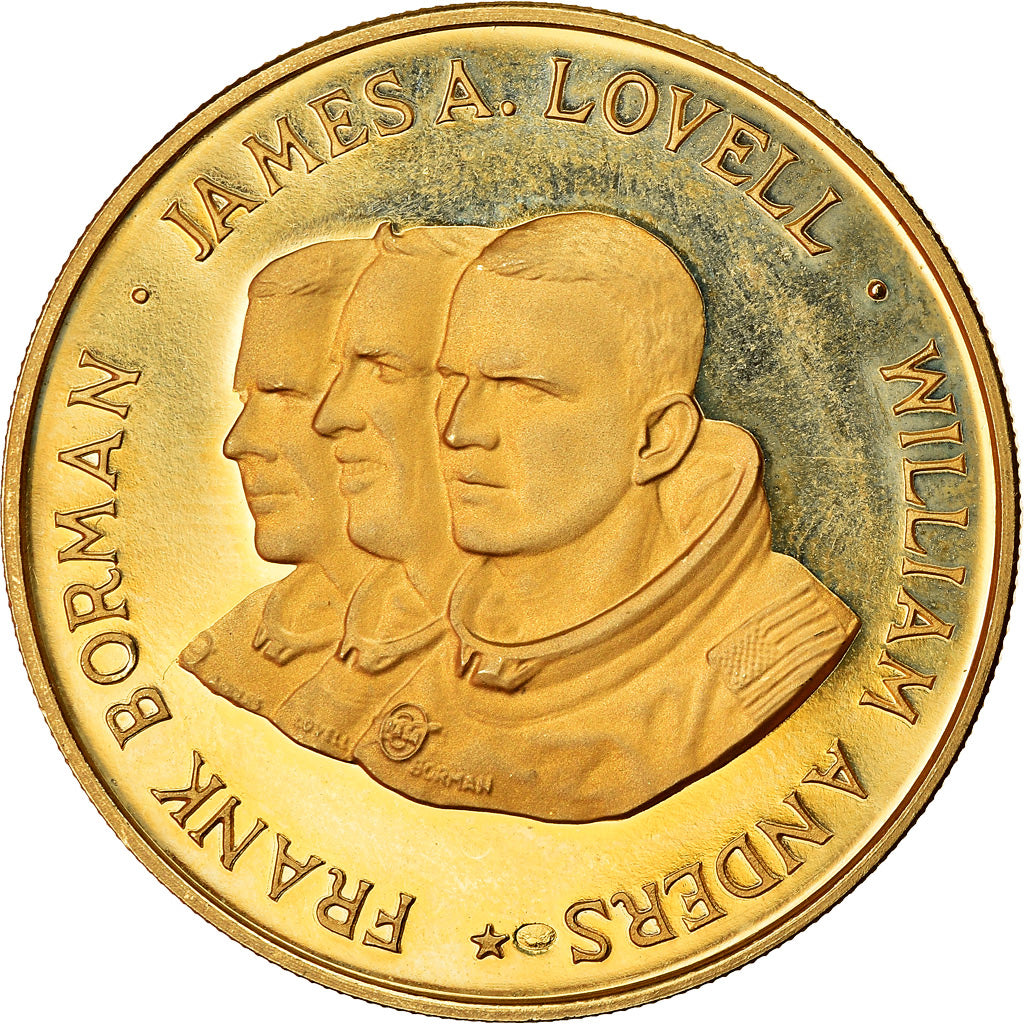 Francia, medaglia, Apollo 8, 1968, FDC, Oro