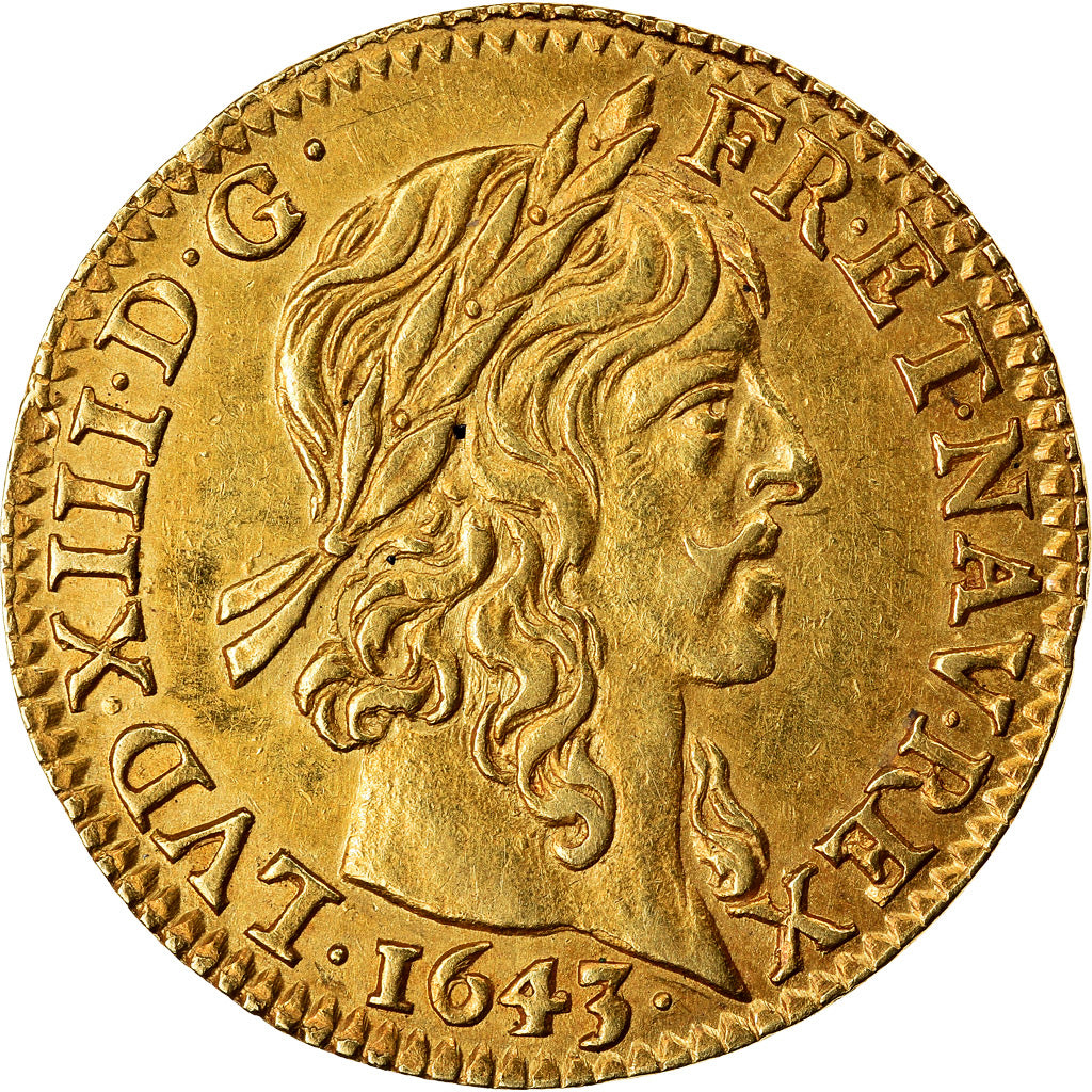 Monnaie, France, Louis XIII, 1/2 Louis d'or, 1643, Paris, Rare, SUP+, Or