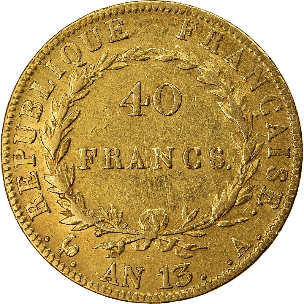 Munten, Frankrijk, Napoléon I, 40 Francs, AN 13, Paris, ZF, Goud, KM:664.1