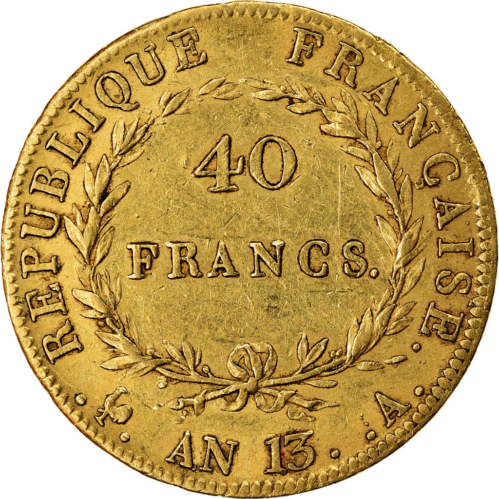 Moneta, Francja, Napoléon I, 40 Francs, AN 13, Paris, EF(40-45), Złoto