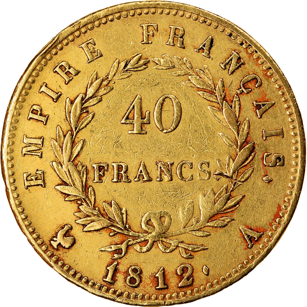 Moneda, Francia, Napoléon I, 40 Francs, 1812, Paris, MBC, Oro, KM:696.1