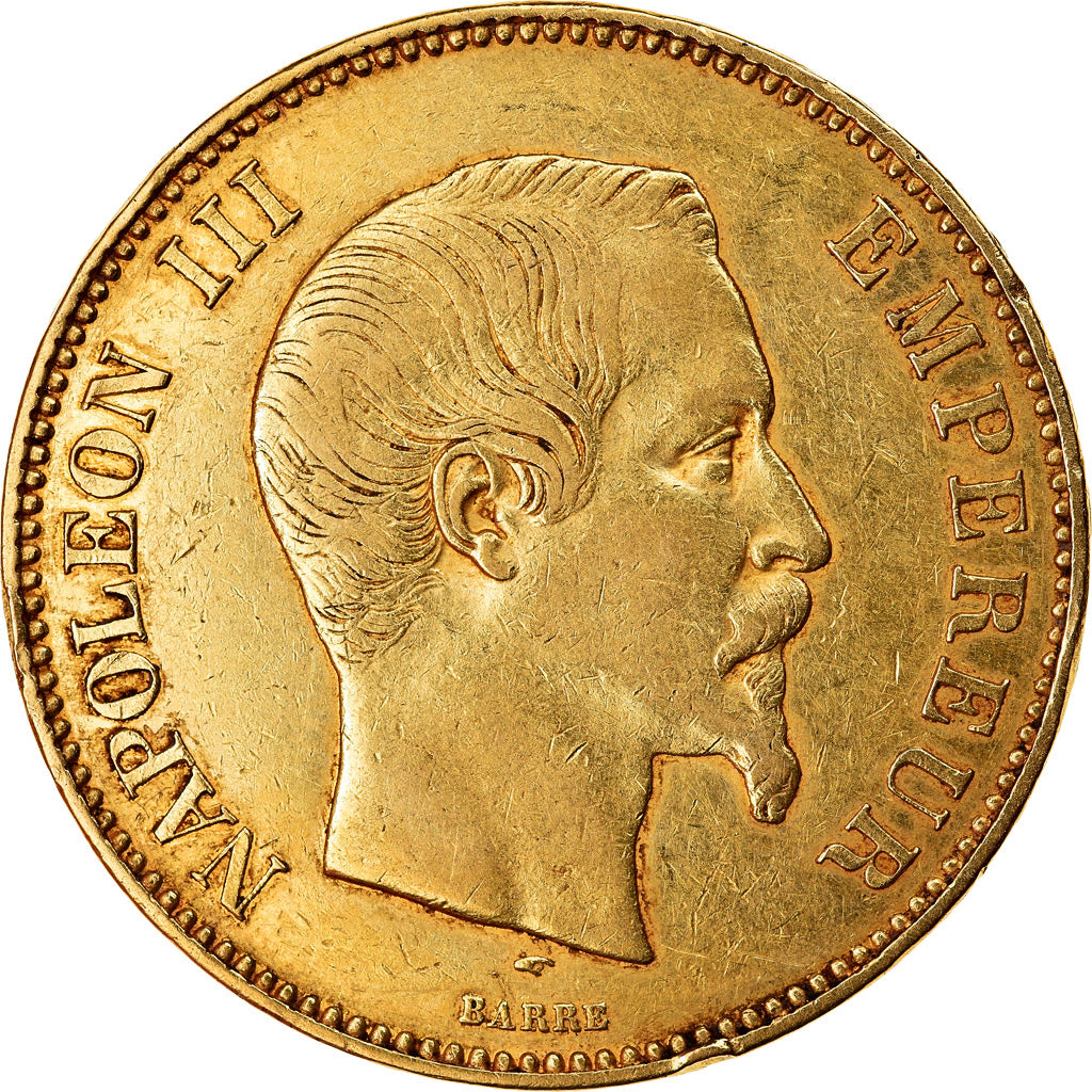 Münze, Frankreich, Napoleon III, 100 Francs, 1855, Paris, S+, Gold, KM:786.1