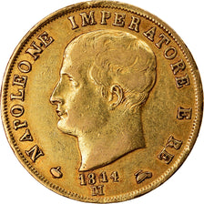Monnaie, États italiens, KINGDOM OF NAPOLEON, Napoleon I, 40 Lire, 1814, Milan