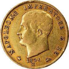 Moeda, ESTADOS ITALIANOS, KINGDOM OF NAPOLEON, Napoleon I, 40 Lire, 1814, Milan
