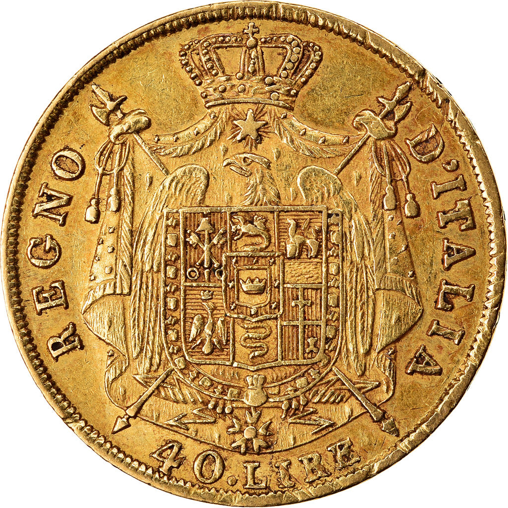 Monnaie, États italiens, KINGDOM OF NAPOLEON, Napoleon I, 40 Lire, 1814, Milan