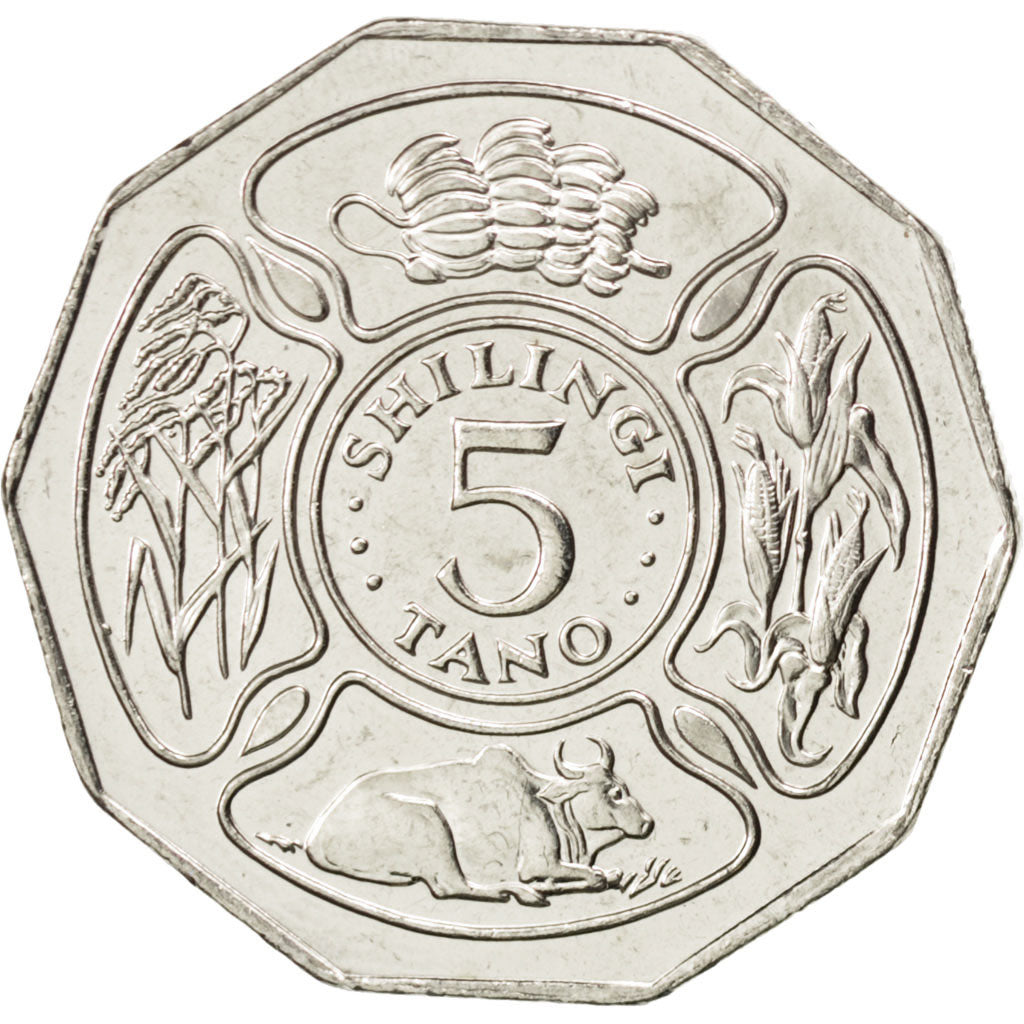 Coin, Tanzania, 5 Shilingi, 1993, MS(63), Nickel Clad Steel, KM:23a.2