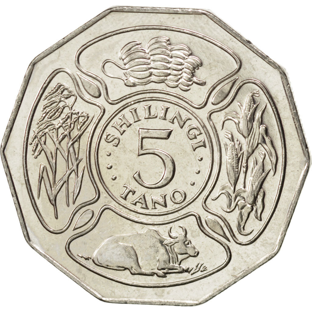 Münze, Tanzania, 5 Shilingi, 1993, UNZ, Nickel Clad Steel, KM:23a.2
